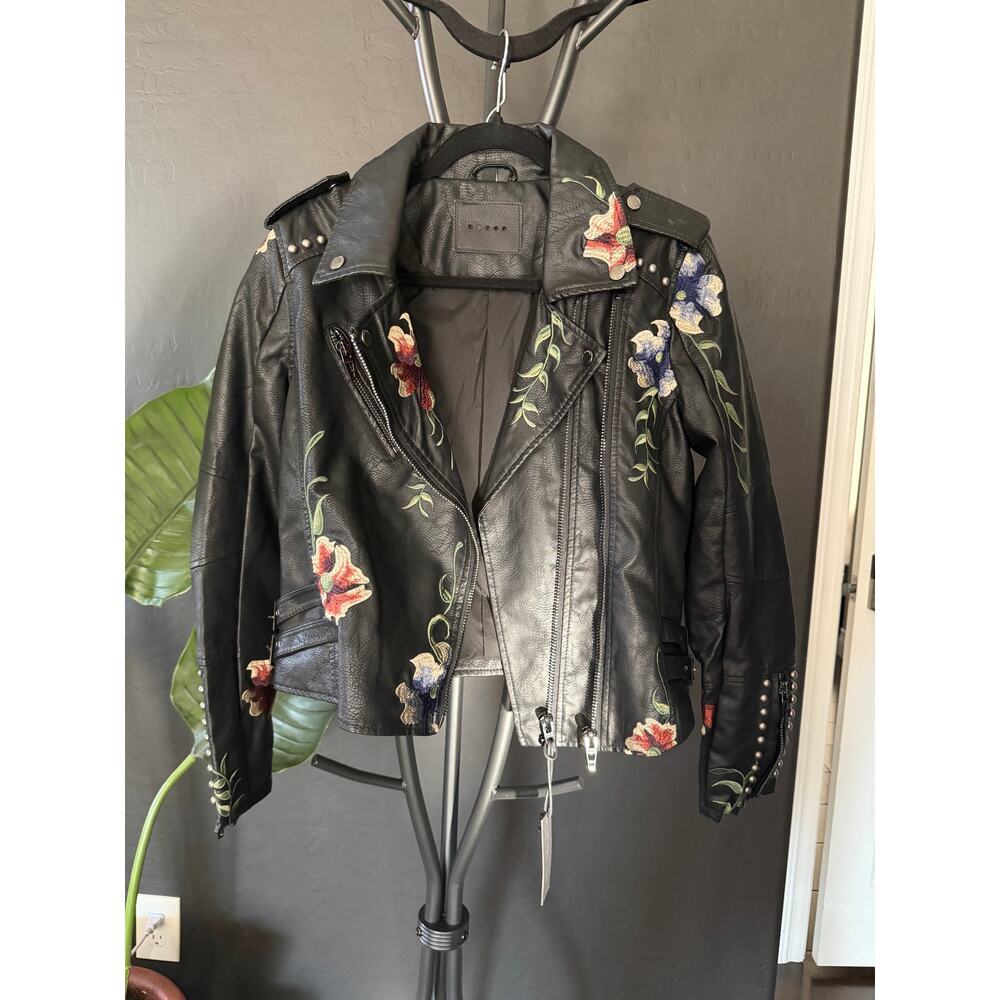 🌹 BlankNYC Embroidered Moto Jacket – NWT – Floral Studded Faux Leather – Size M